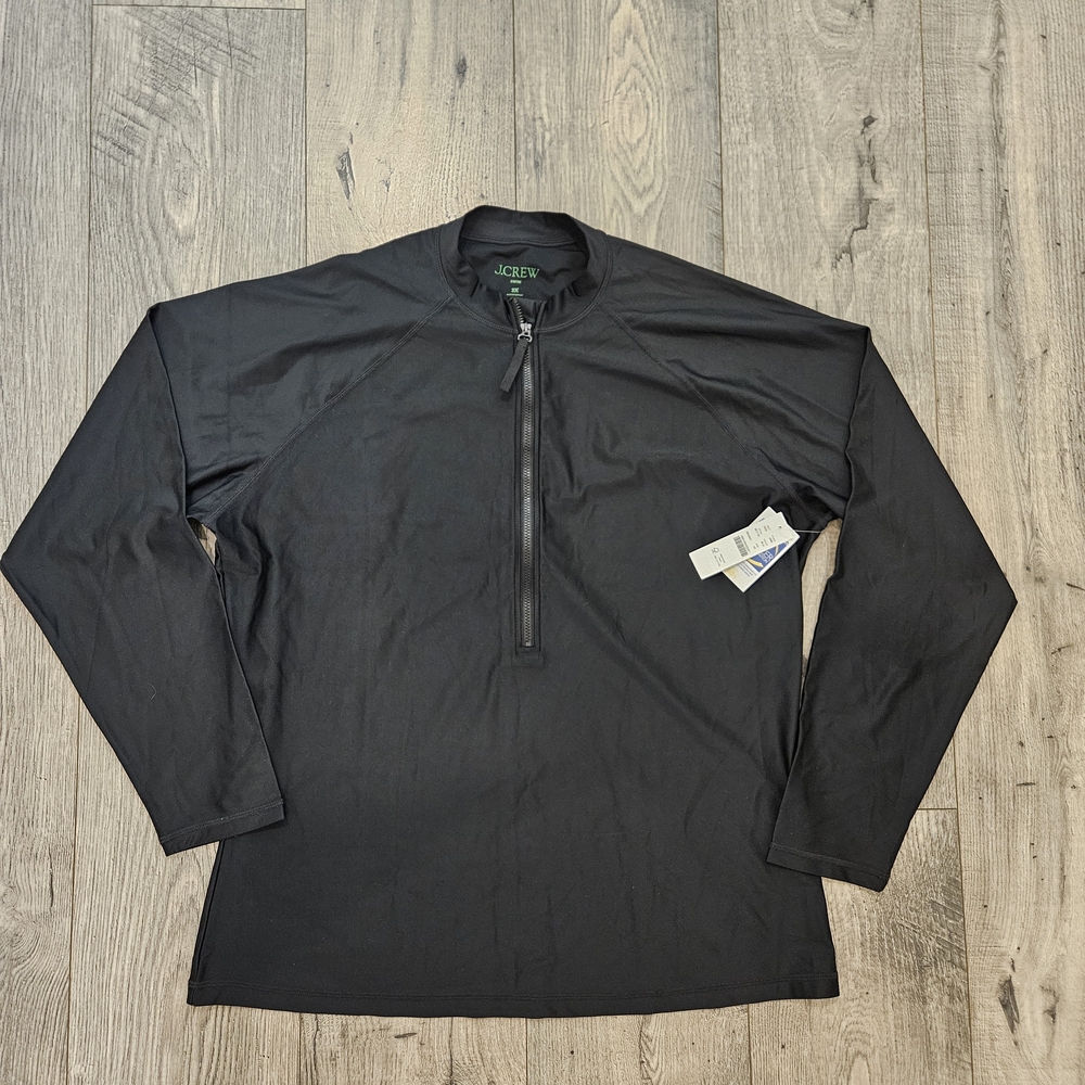 J. Crew Black Rush Guard Quarter Zip Long Sleeve Swim, Surf, Size 3X NWT